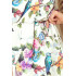 191-6 Sukienka MAXI wiązana na szyi z rozcięciem - kolorowe róże i niebieskie ptaszki
