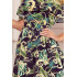 194-4 Długa suknia z hiszpańskim dekoltem - zielone liście i złote łańcuszki