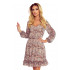 295-1 BAKARI zwiewna szyfonowa sukienka z dekoltem - wzór BOHO