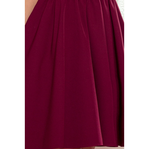 307-3 POLA sukienka z falbankami na dekolcie - BORDOWA