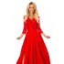 309-3 AMBER elegancka koronkowa długa suknia z dekoltem - CZERWONA