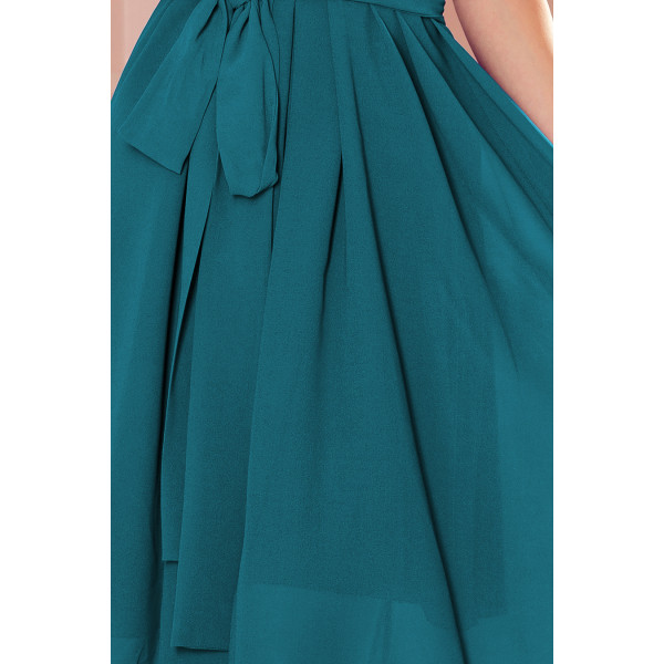 350-6 ALIZEE - szyfonowa sukienka z wiązaniem - MORSKA