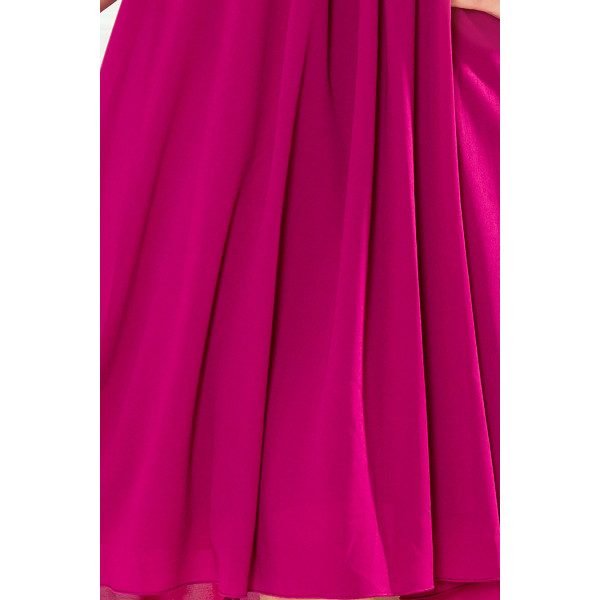 350-7 ALIZEE - szyfonowa sukienka z wiązaniem - FUKSJA