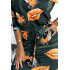 13-149 Sukienka sportowa z kieszonkami - ZIELONA w pomarańczowe USTA