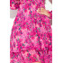 410-3 MONICA szyfonowa sukienka z wiązanym dekoltem - RÓŻOWE KWIATY
