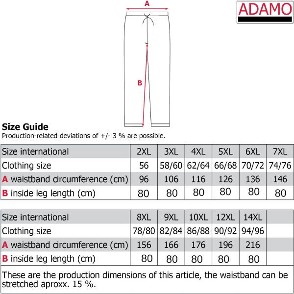 ADAM kalhoty pánské ODIN rozepínací boky nadměrné velikosti
