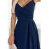 299-7 CHIARA elegancka maxi suknia na ramiączkach - GRANATOWA