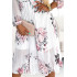 449-6 CARLA Plisowana sukienka midi z guziczkami i długim rękawkiem - RÓŻE na białym tle