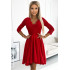 210-16 NICOLLE sukienka z koronkowym dekoltem i dłuższym tyłem - czerwona
