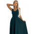 246-5 CINDY długa elegancka suknia z dekoltem - ZIELONA