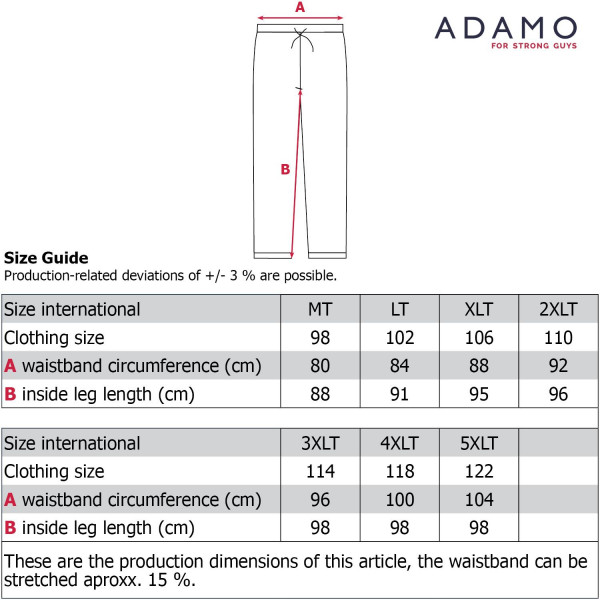 ADAMO kalhoty pánské RIO TALL tepláky prodloužená délka