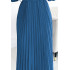 504-5 VIVIANA Plisowana sukienka midi z dekoltem, długim rękawkiem i szerokim paskiem - kolor JEANS